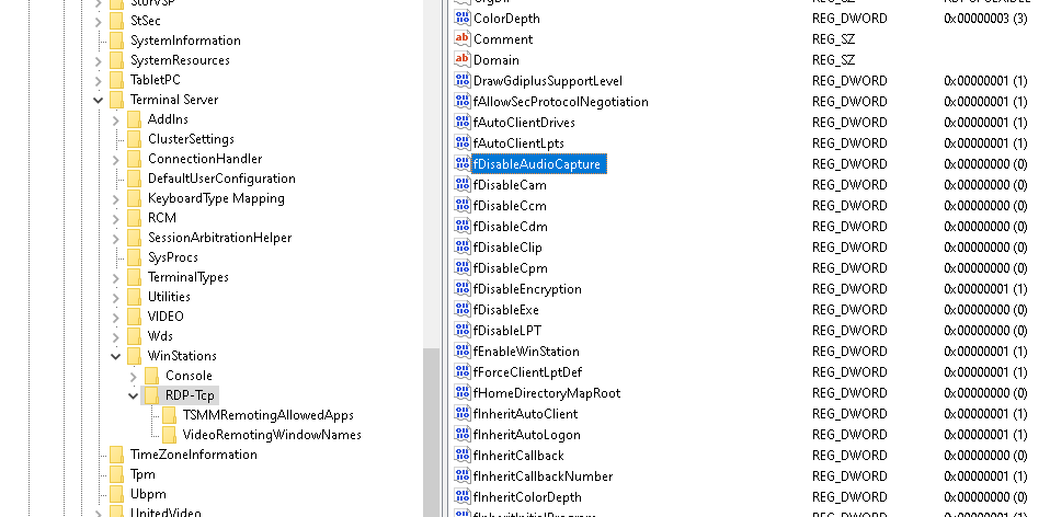 Configuring microphone forwarding for RDP connection. - Image 7
