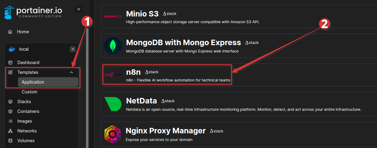 Installing n8n from the Portainer template - Image 2 Installing n8n from the Portainer template - Image 2