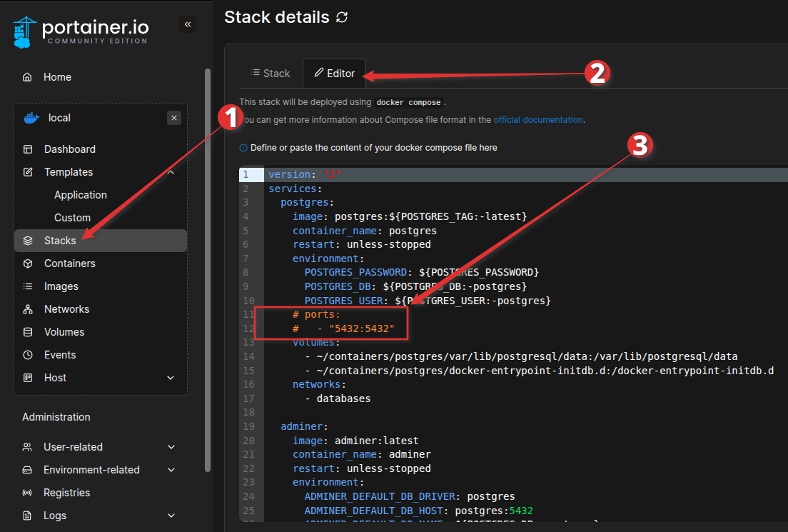 Установка сервера баз данных PostgreSQL через шаблон Portainer - Image 3 Установка сервера баз данных PostgreSQL через шаблон Portainer - Image 3