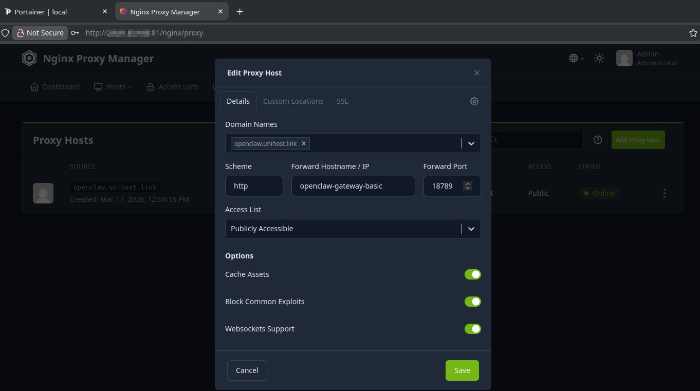 Установка OpenClaw с Portainer - Image 3 Установка OpenClaw с Portainer - Image 3