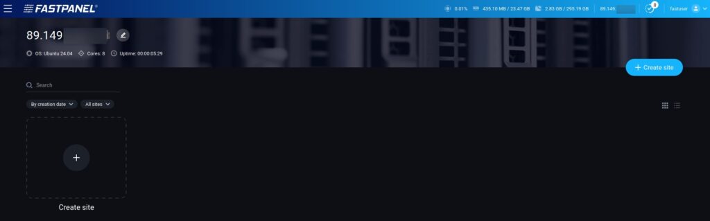 Installing FASTPANEL - Image 3